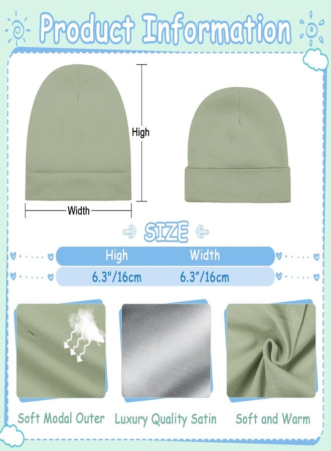 Cotwinter 6 Pcs Satin Lined Baby Newborn Hats Silk Satin Lined Beanie Toddler Hat for Hospital Infant Girls Boys 0-6 Months(Classic Color) - Image 2